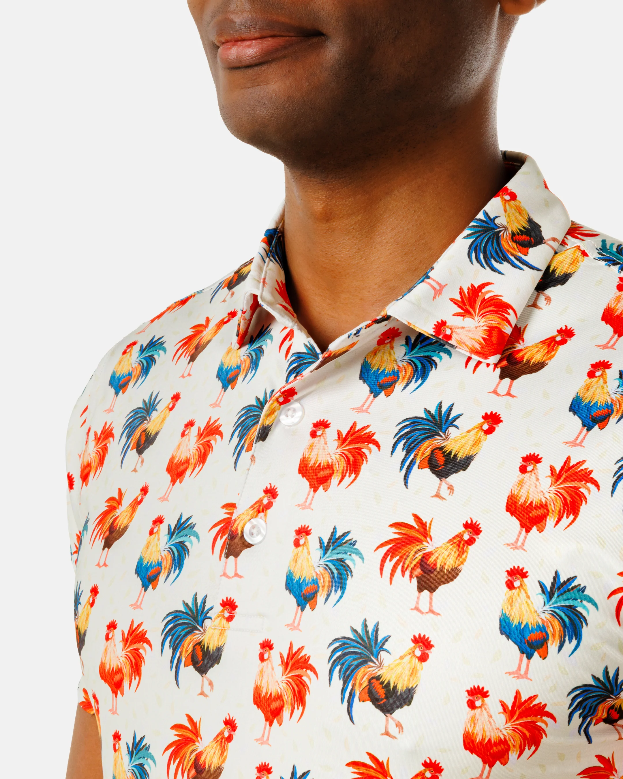 Cocky Rooster Men's Polo - White - Image 4