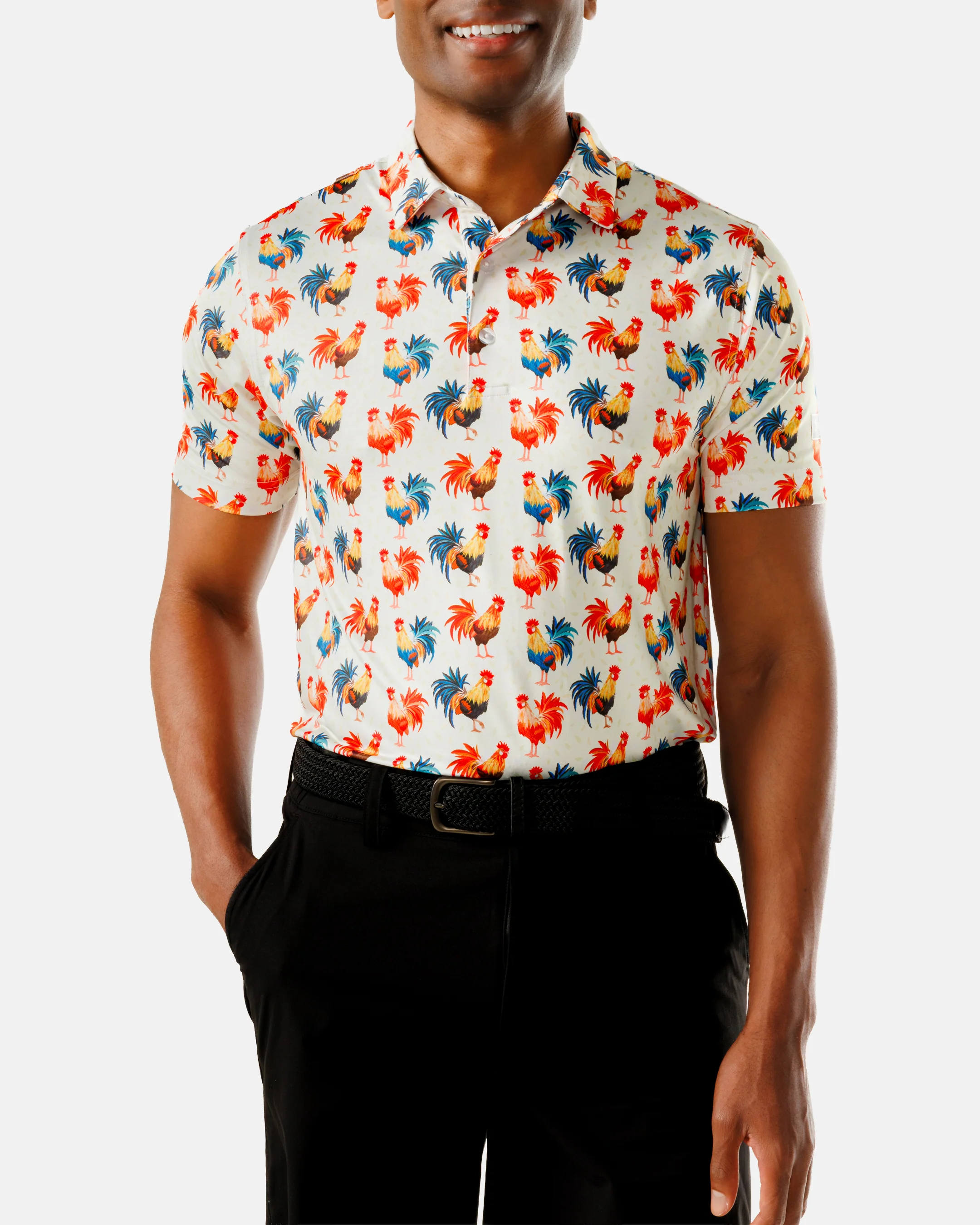 Cocky Rooster Men's Polo - White - Image 6
